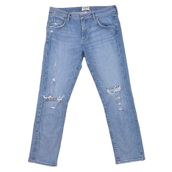 Agolde Blue Distressed Skinny Straight Leg JeansSize 28
